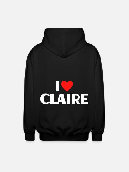 Ik hou van Claire Red Heart Love Fan Gift - Uniseks zip hoodie - zwart