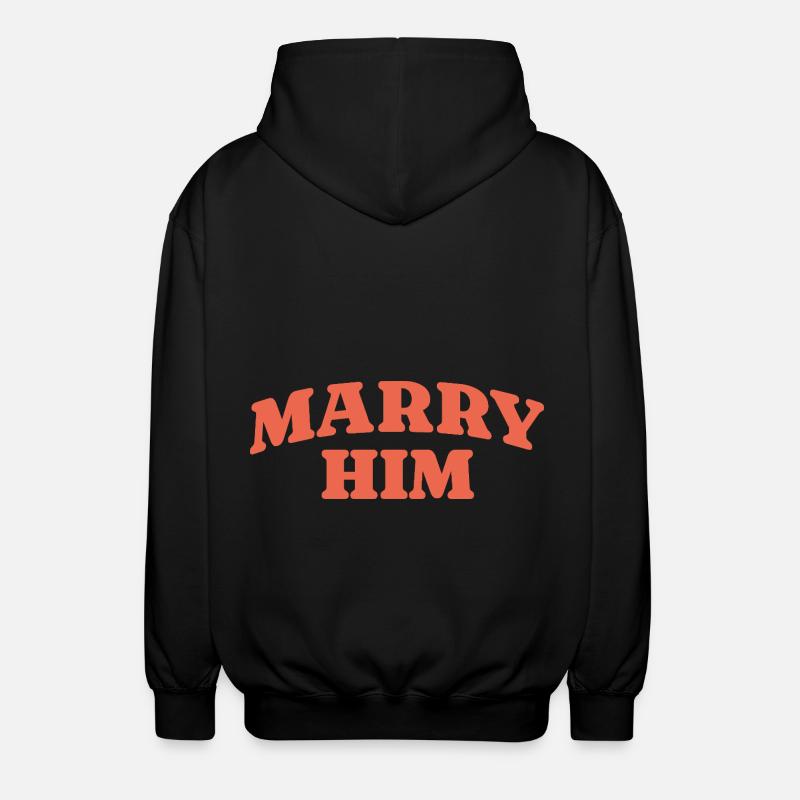 Marry Him Retro Statement - Unisex Hooded Jacket - black