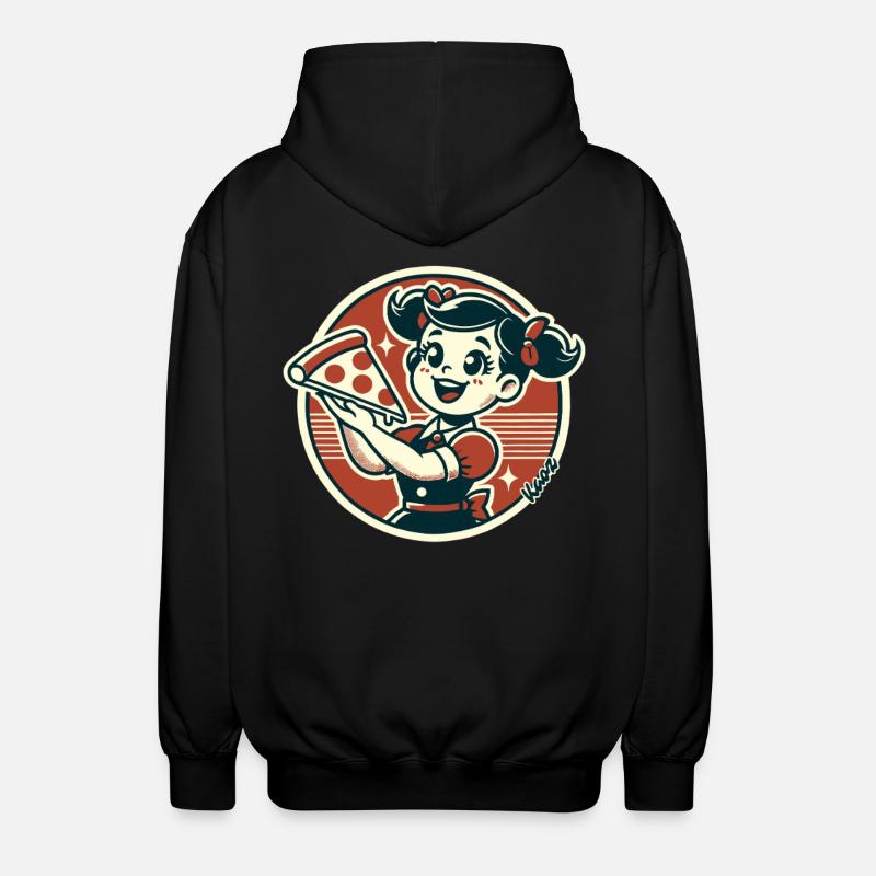 Petite fille avec pizza - Veste à capuche unisexe - noir