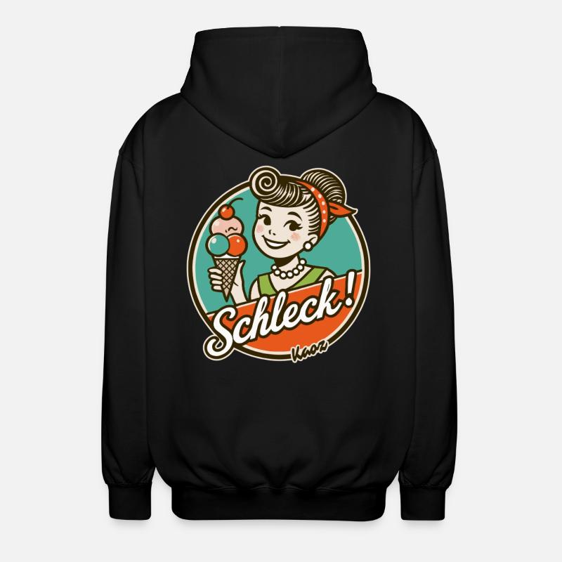 Schleck! Retro-Frau mit Eiscreme - Unisex Kapuzenjacke - Schwarz