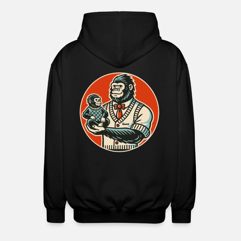 Papa gorille avec bébé - Veste à capuche unisexe - noir