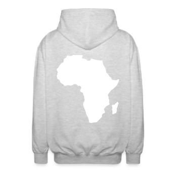 Afrique continent carte blanc - Veste à capuche unisexe - gris clair chiné - Dos - AI Model Male 185 light (185cm)