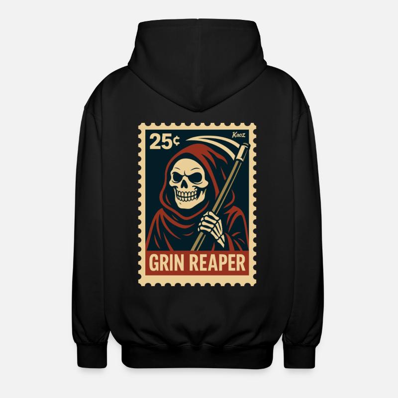 The Grinning Grim Reaper - Unisex Hooded Jacket - black