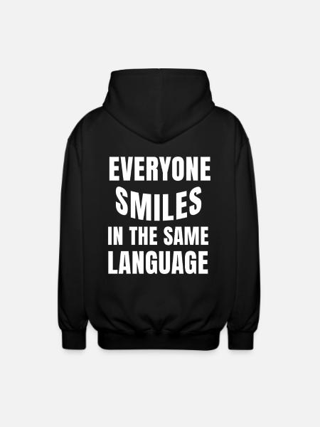 Smiling connects statement humanity - Unisex Hooded Jacket - black
