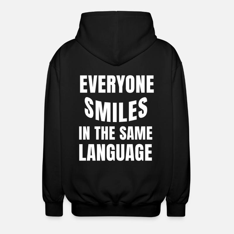 Smiling connects statement humanity - Unisex Hooded Jacket - black