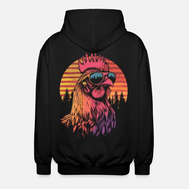 Coq avec lunettes de soleil - Veste à capuche unisexe - noir