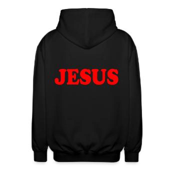 Jesus - Veste à capuche unisexe - noir - Dos - AI Model Male 185 light (185cm)