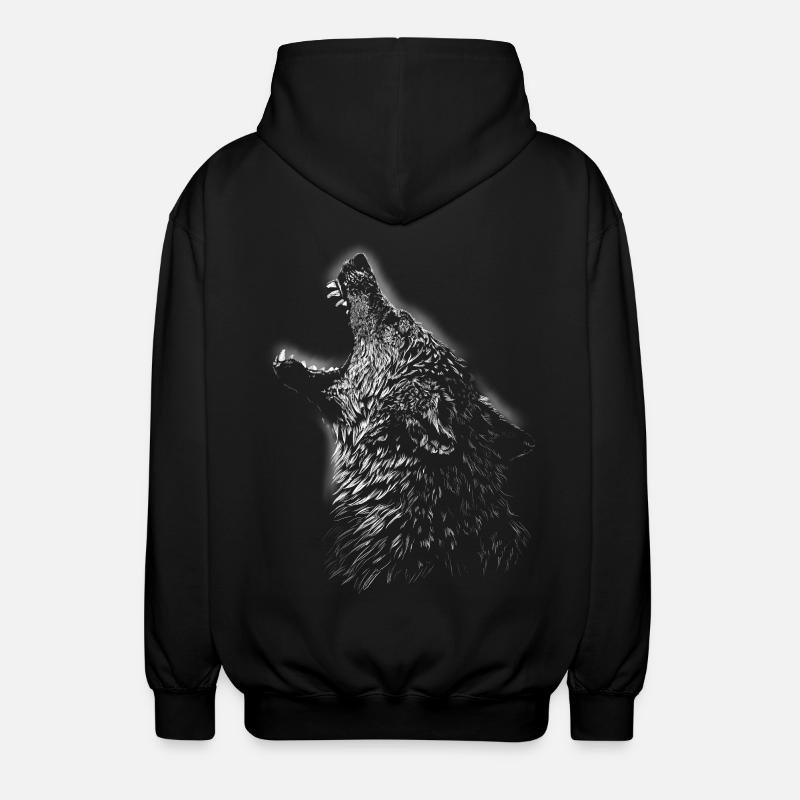 wolf - Unisex Hooded Jacket - black