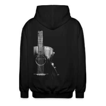 Gitarre - Unisex Kapuzenjacke - Schwarz - Hinten - AI Model Male 185 light (185cm)
