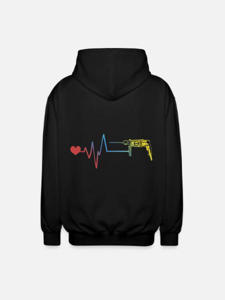 Drill pulse heartbeat - Unisex Hooded Jacket - black