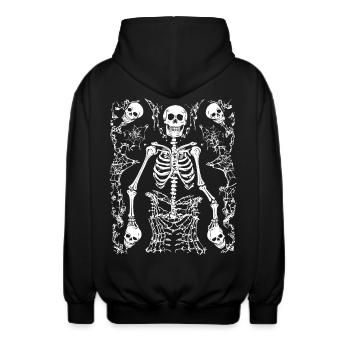 Costume de squelette Crâne d’Halloween Horreur gothique - Veste à capuche unisexe - noir - Dos - AI Model Male 185 light (185cm)
