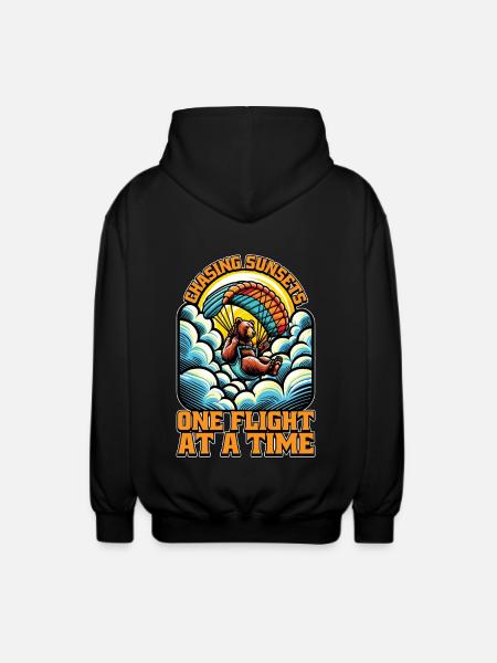 Paragliding Chasing Sunsets Parachuting Paraglider - Unisex Hooded Jacket - black