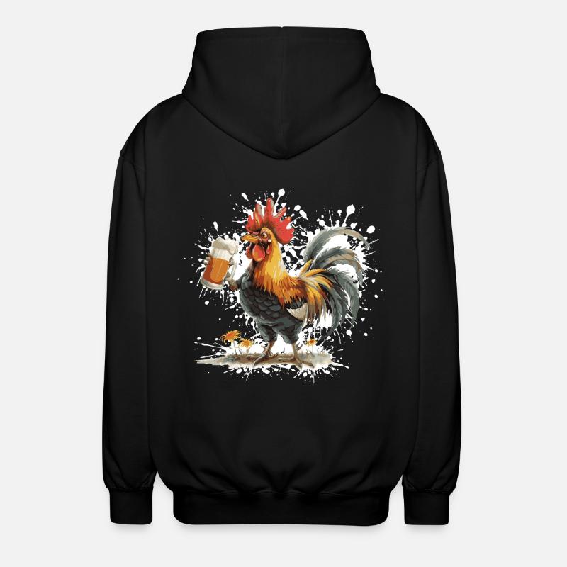 Rooster Beer Funny - Unisex Hooded Jacket - black