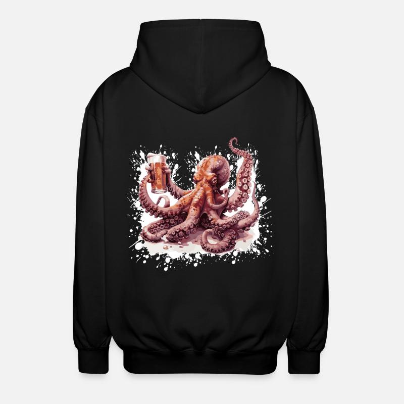 Octopus Bière Drôle - Veste à capuche unisexe - noir