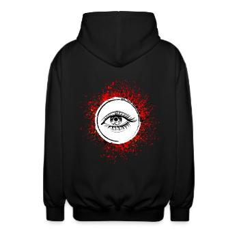 Eye symbol eyelashes - Unisex Hooded Jacket - black - Back - AI Model Male 185 light (185cm)
