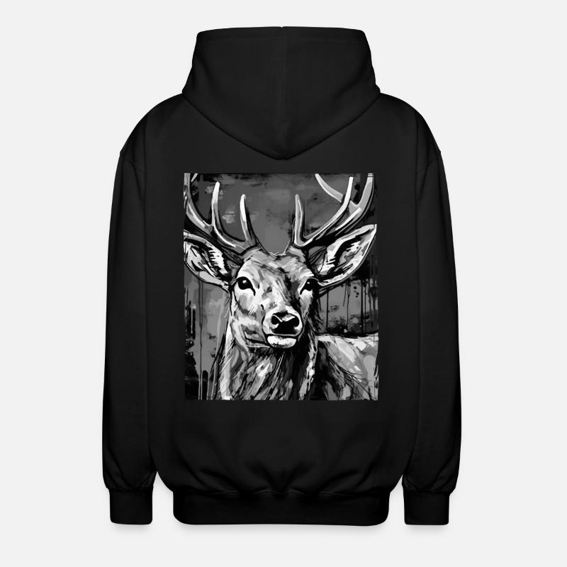 Portrait de cerf - Veste à capuche unisexe - noir