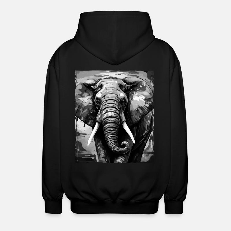 Portrait d’éléphant - Veste à capuche unisexe - noir