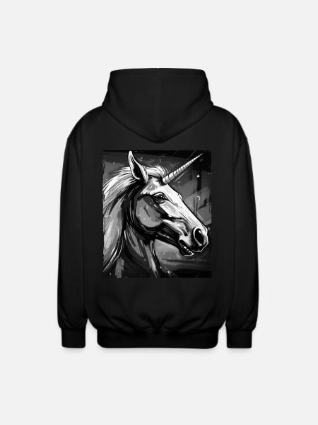 Einhorn Porträt - Unisex Kapuzenjacke - Schwarz