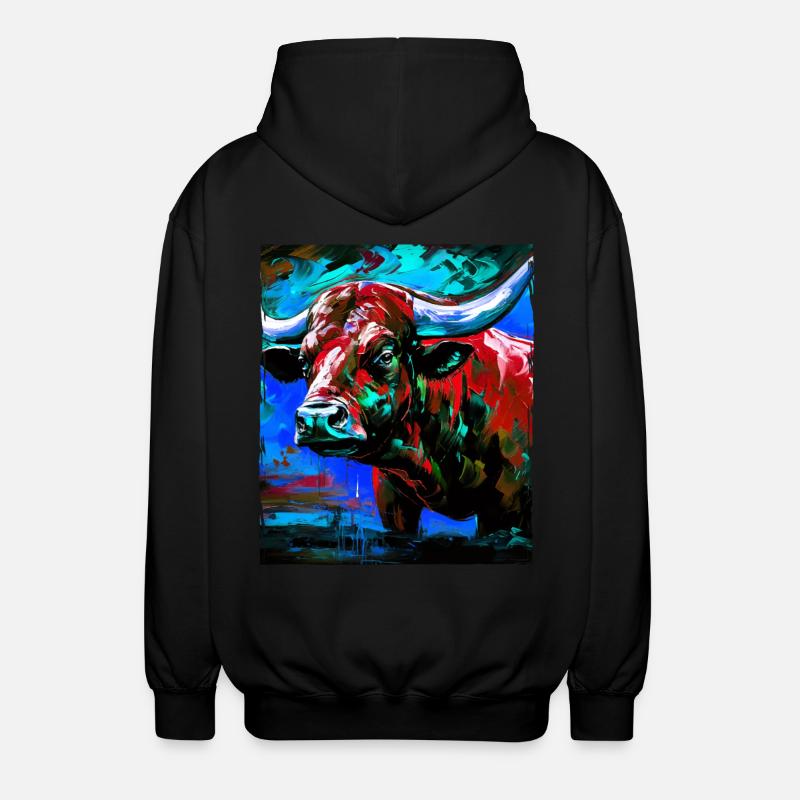 Bulle Porträt Taurus - Unisex Kapuzenjacke - Schwarz
