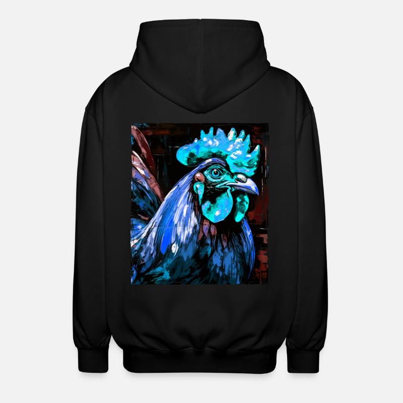 Portrait de coq - Veste à capuche unisexe - noir