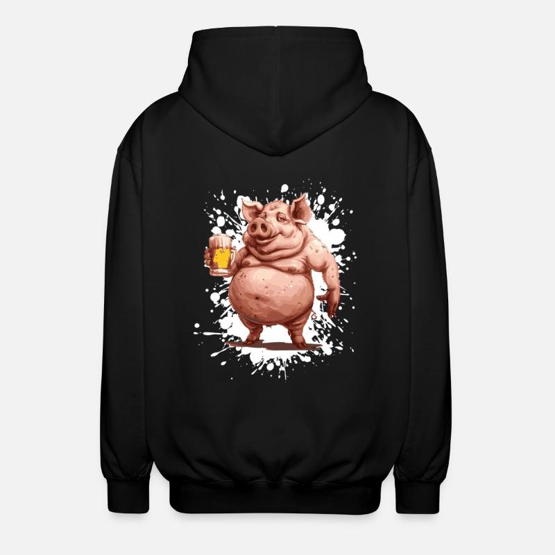 Schwein Bier Lustig - Unisex Kapuzenjacke - Schwarz