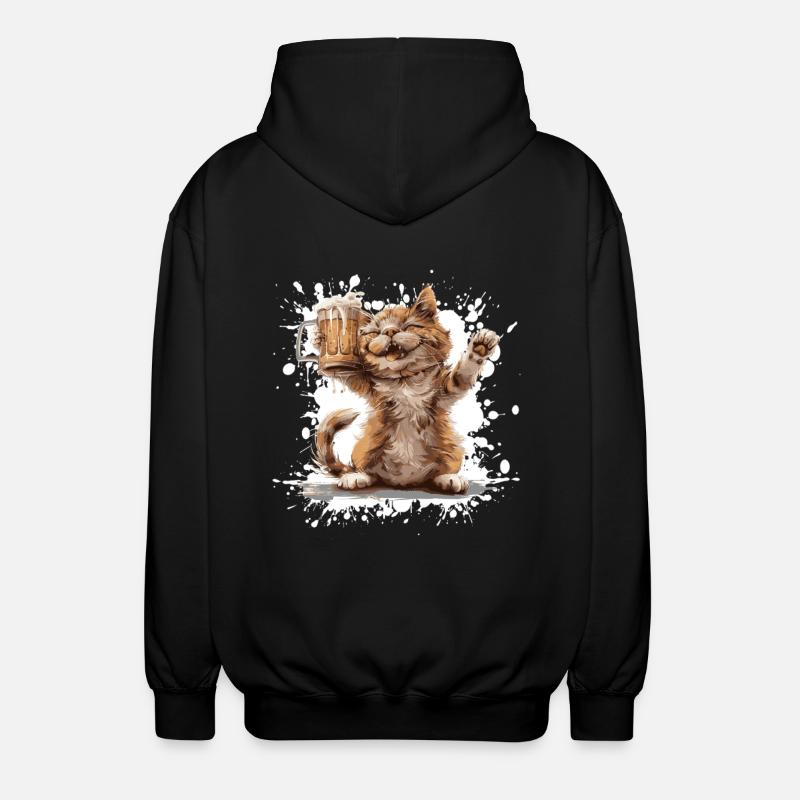 Bière de chat drôle - Veste à capuche unisexe - noir