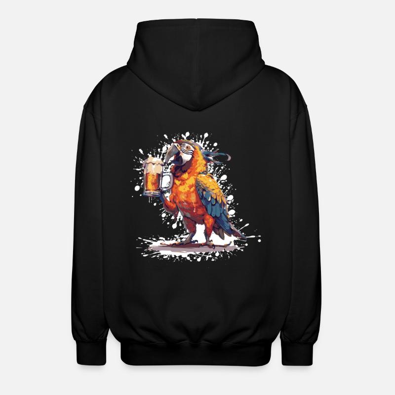 Parrot Beer Funny - Unisex Hooded Jacket - black