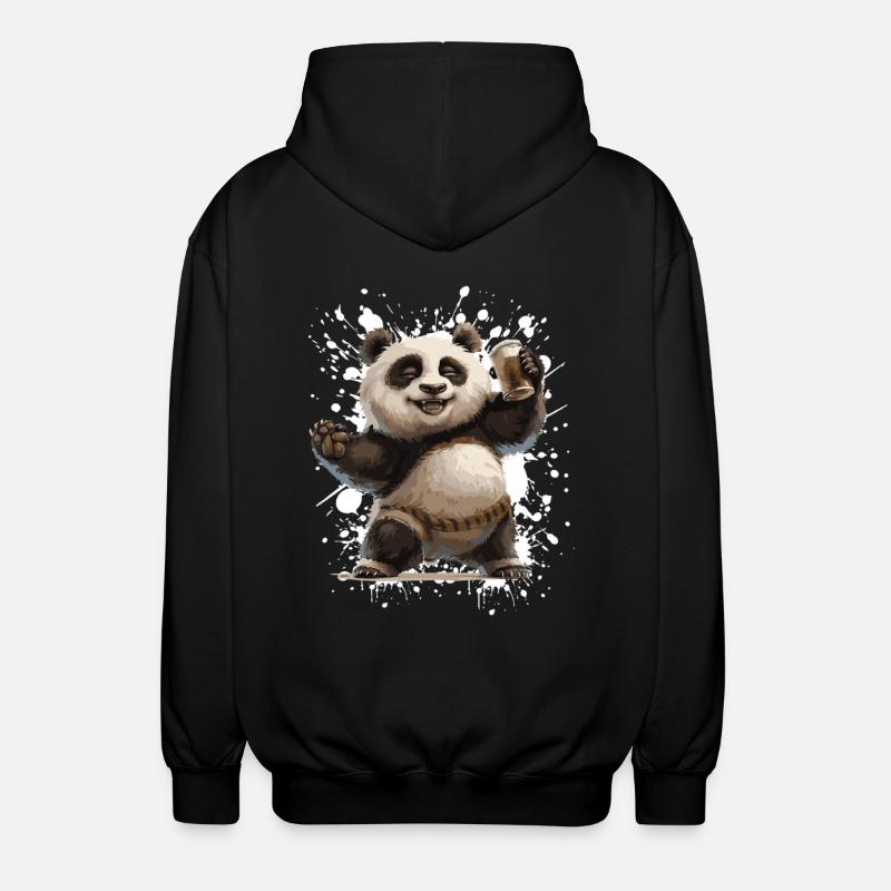 Panda Bier Lustig - Unisex Kapuzenjacke - Schwarz