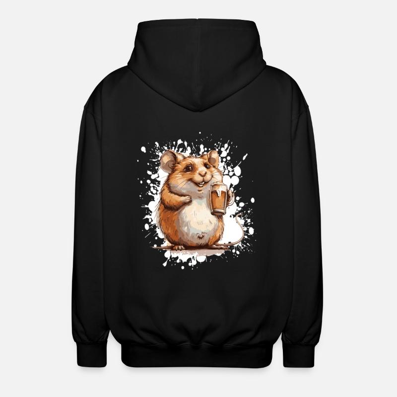 Bière de hamster drôle - Veste à capuche unisexe - noir