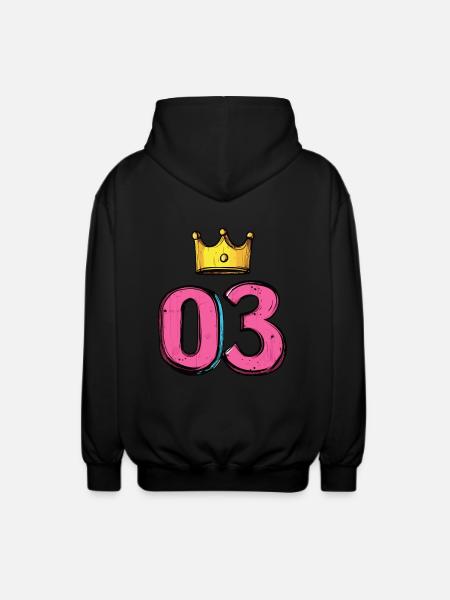 3 Zahl Krone - Unisex Kapuzenjacke - Schwarz