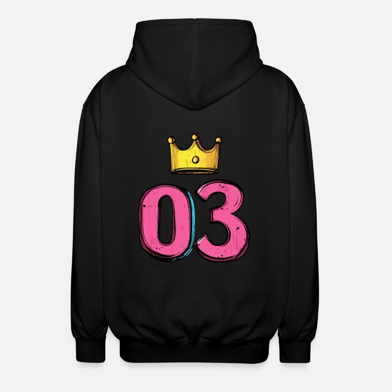 3 Zahl Krone - Unisex Kapuzenjacke - Schwarz