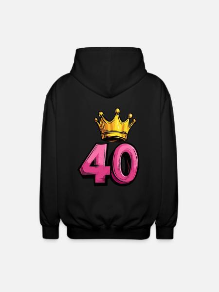 40 Zahl Krone - Unisex Kapuzenjacke - Schwarz