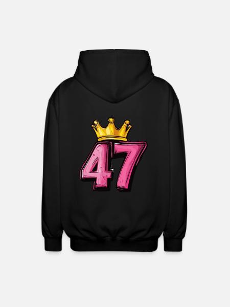 47 Zahl Krone - Unisex Kapuzenjacke - Schwarz