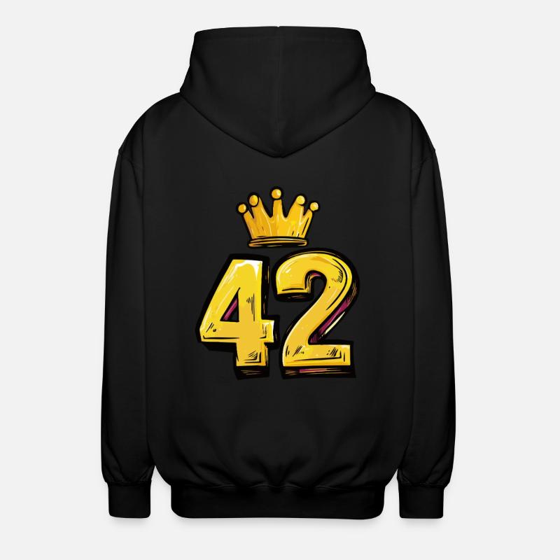 42 Zahl Krone - Unisex Kapuzenjacke - Schwarz