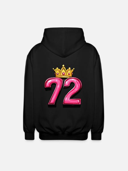 72 Zahl Krone - Unisex Kapuzenjacke - Schwarz