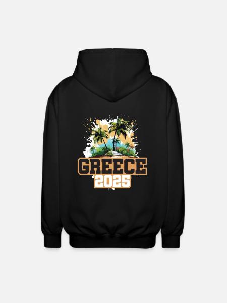 Greece 2025 Palm Trees - Unisex Hooded Jacket - black
