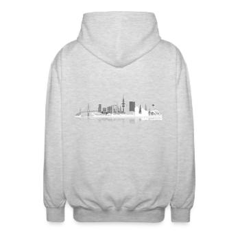 waterkant05hell - Unisex Hooded Jacket - light heather grey - Back - AI Model Male 185 light (185cm)