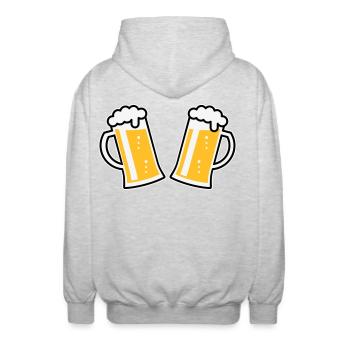2 chopes à bière Prosten (bière / chope à bière / 3C) - Veste à capuche unisexe - gris clair chiné - Dos - AI Model Male 185 light (185cm)
