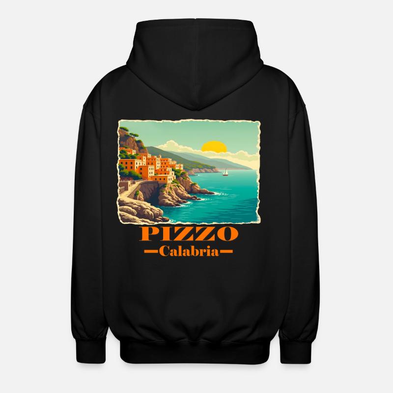 Pizzo Calabria orange - Unisex Hooded Jacket - black