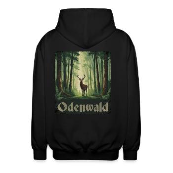 Odenwald - Unisex Kapuzenjacke - Schwarz - Hinten - AI Model Male 185 light (185cm)