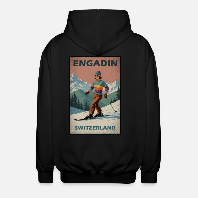 Engadine Ski Alpes - Veste à capuche unisexe - noir