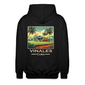 Vinales Cuba alternativ retro - Unisex Kapuzenjacke - Schwarz - Hinten - AI Model Male 185 light (185cm)