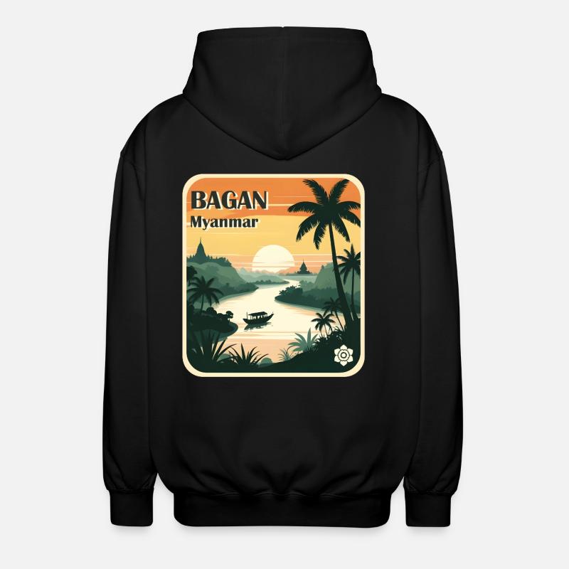 Bagan Myanmar - Unisex Kapuzenjacke - Schwarz