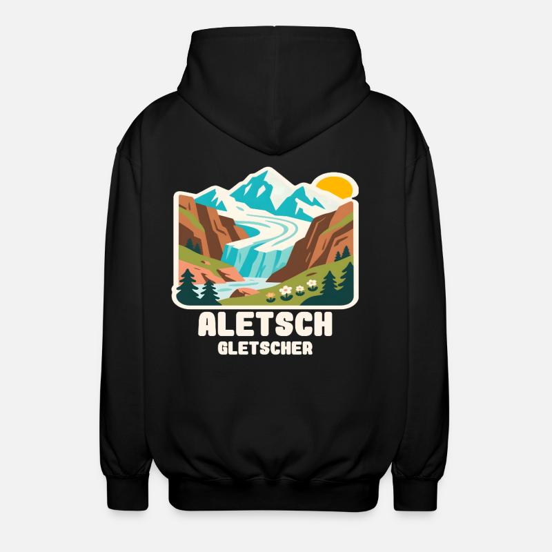 Aletsch Gletscher - Unisex Kapuzenjacke - Schwarz