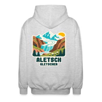 Aletsch Glacier - Unisex Hooded Jacket - light heather grey - Back - AI Model Male 185 light (185cm)