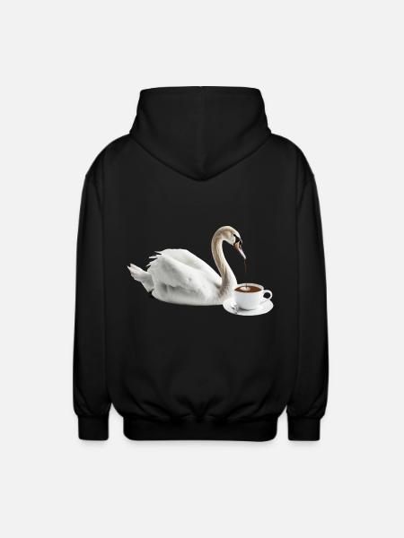 Schwan Kaffee - Unisex Kapuzenjacke - Schwarz
