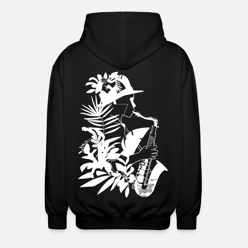 Female Saxophonist Comic Look - Unisex Hooded Jacket - black