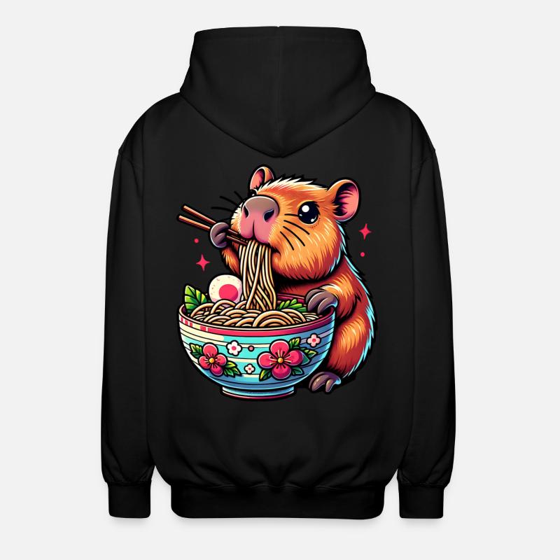 Mignon Kawaii Capybara Ramen Anime - Veste à capuche unisexe - noir