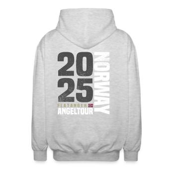 Flatanger Norwegen Angeltour 2025 - Unisex Kapuzenjacke - Hellgrau meliert - Hinten - AI Model Male 185 light (185cm)