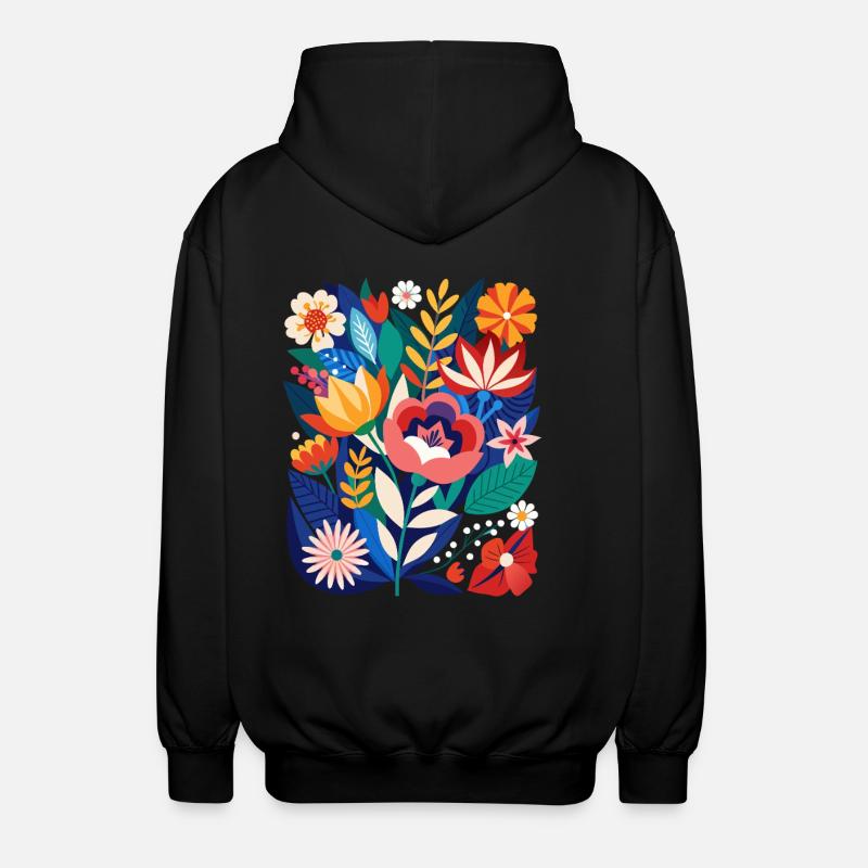 Fleurs - Printemps - Été - Fleurs - Veste à capuche unisexe - noir
